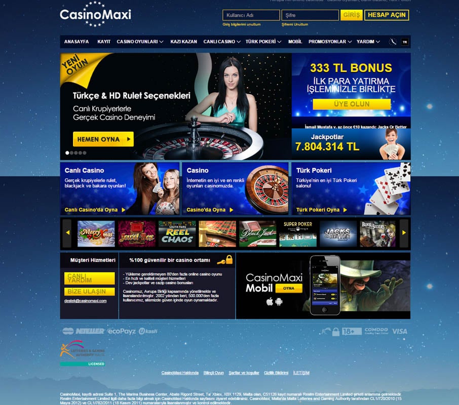 CasinoMaxi Canlı Casino Sitesi