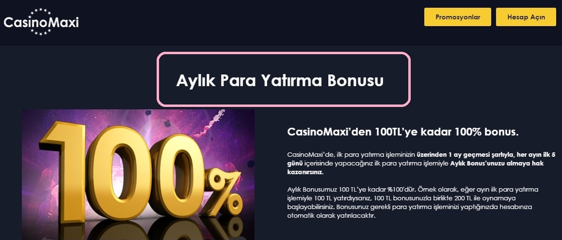 casinomaxi para yatirma bonuslari